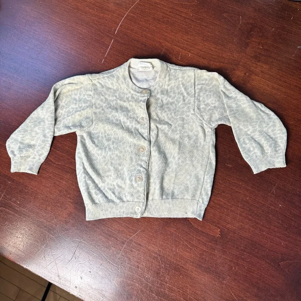 VINTAGE BABY GAP Leopard Cheetah Print Cardigan Sweater Size 12-24 Months